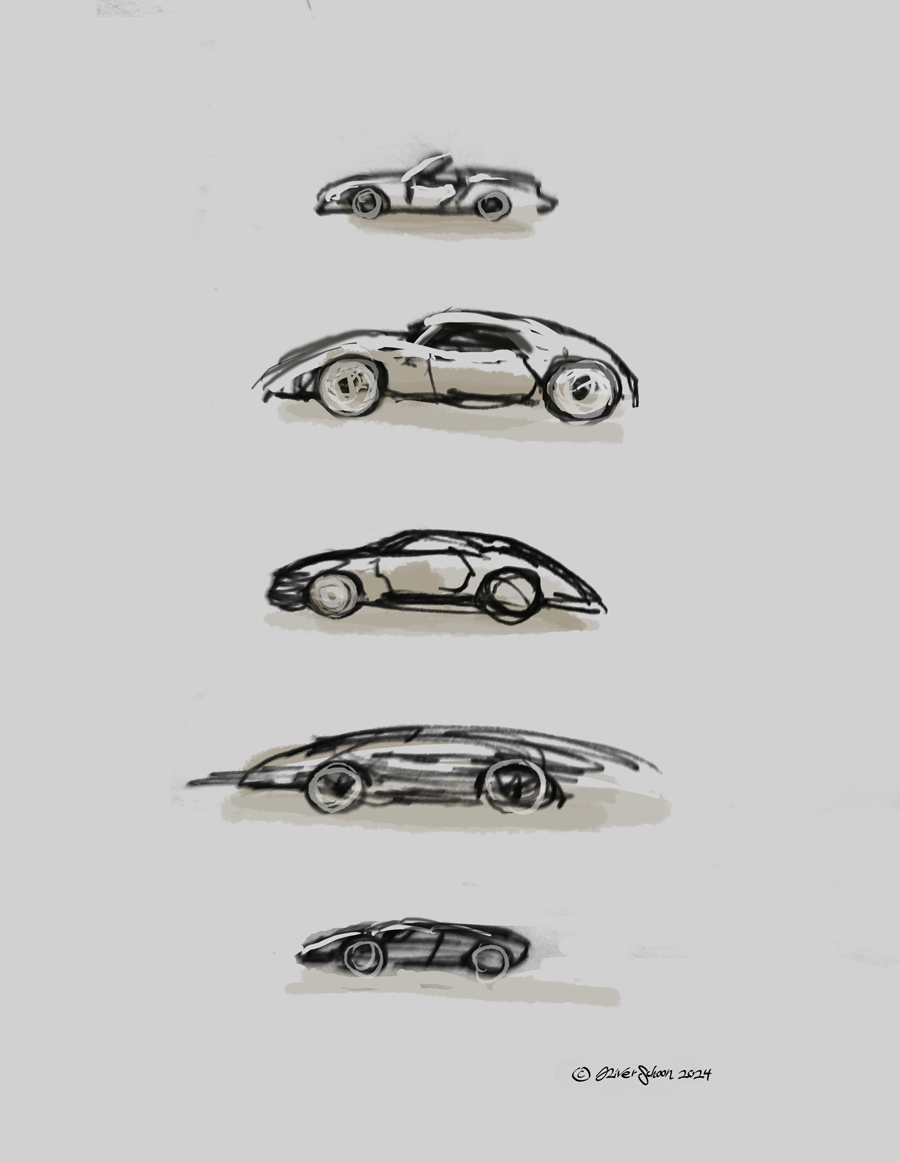 2 Cars Thumbnail Sketches