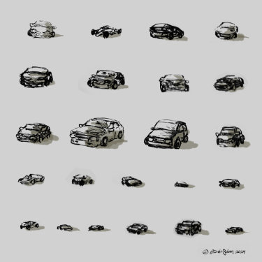 3 Cars Thumbnail Sketches
